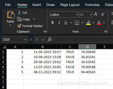 Objects exported in excel