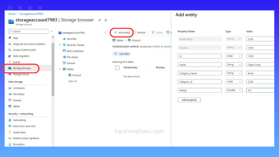 Add entity in table through portal